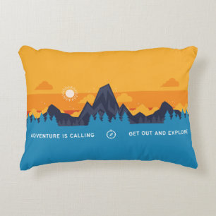 Adventure Is Calling Get Out And Explore Sunset Decorative Cushion