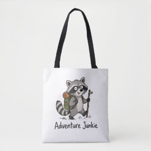 Adventure Junkie Racoon Hiking Tote Bag