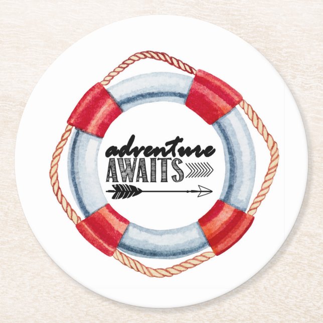 Adventure Life Ring Round Paper Coaster (Front)
