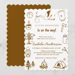 Adventure Little Camper Doodle boy baby shower Invitation
