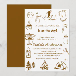 Adventure Little Camper Doodle boy baby shower Invitation