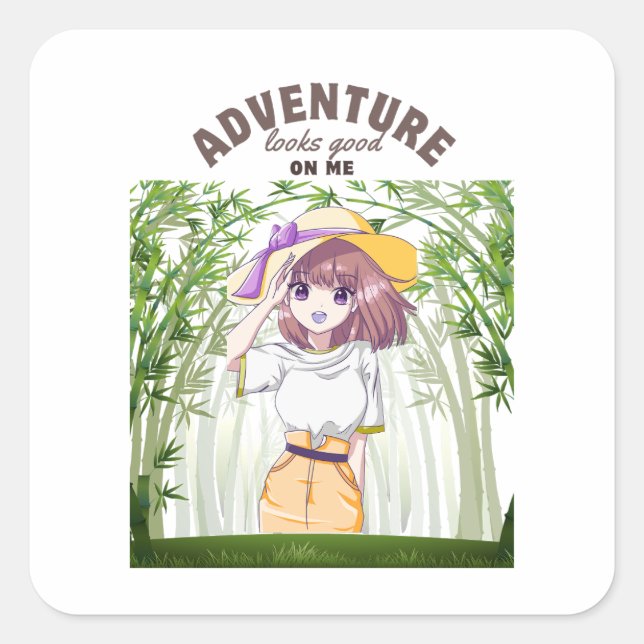 Adventure Looks Good on Me – Camping  Square Sticker (Front)