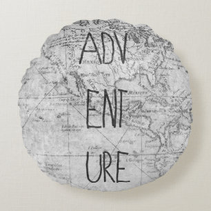 Adventure map round cushion