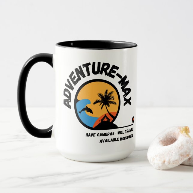 Adventure-MAX Logo Coffee Mug (Have Cameras) (With Donut)