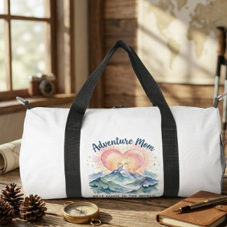 Adventure Mom Watercolor Mountain Tote Duffle Bag