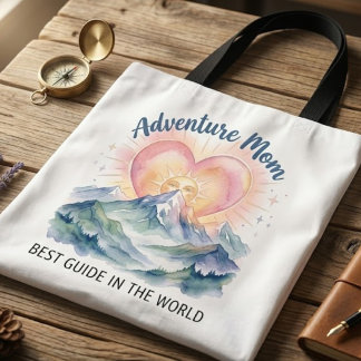 Adventure Mom Watercolor Mountains - Best Guide in Tote Bag