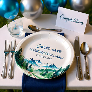Adventure Mountain Graduation Party Decor Paper Plate
