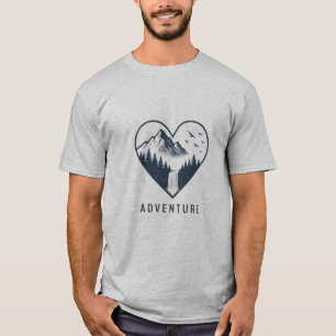 Adventure Mountain Heart T-Shirt Hiking Nature O