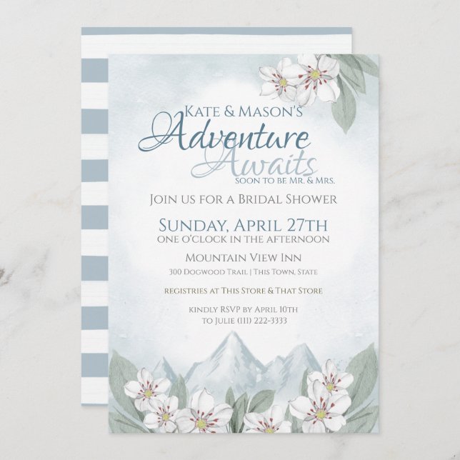 Adventure Mountain Laurel Bridal Shower Invitation (Front/Back)