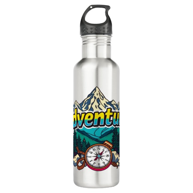 Adventure Mountain – Outdoor Hiking Nature Design  710 Ml Water Bottle (Front)