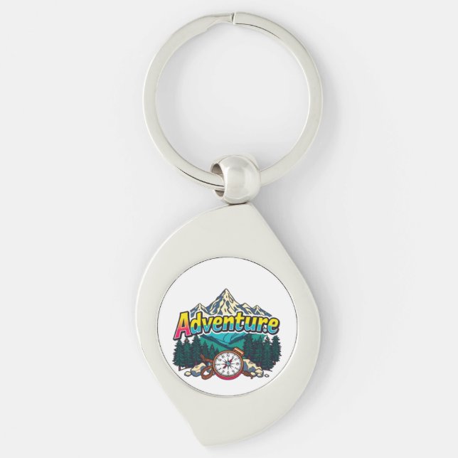 Adventure Mountain – Outdoor Hiking Nature Design  Key Ring (Front)
