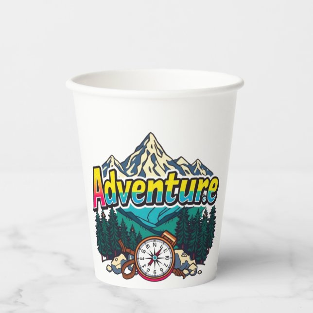 Adventure Mountain – Outdoor Hiking Nature Design  Paper Cups (Front)