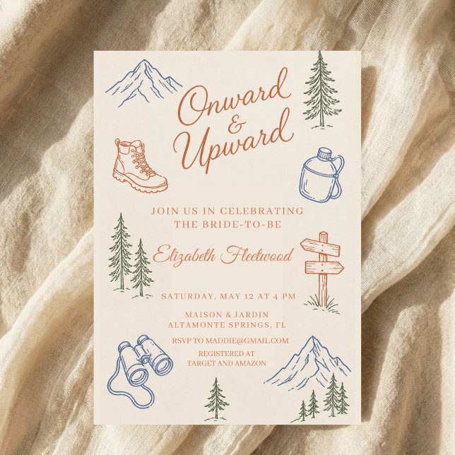 Adventure Mountains Boots Hiking Bridal Shower Invitation (Creator Uploaded)