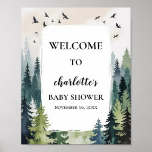 Adventure Mountains Forest Baby Shower Welcome Poster
