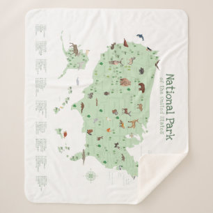 Adventure National Park Map Woodland Nursery  Sherpa Blanket