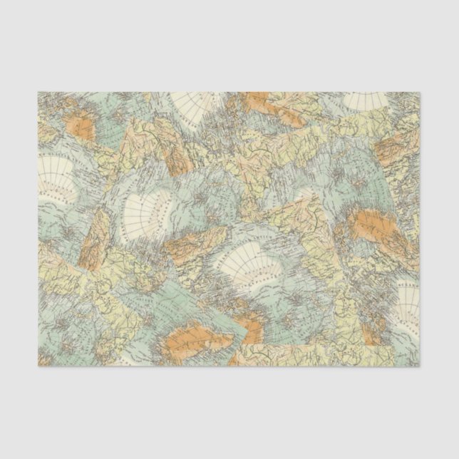 Adventure Old Vintage Map Decoupage Tissue Paper (Front)
