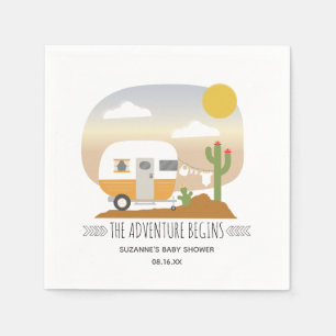 Adventure Orange Camper Clothesline Baby Shower  Napkin