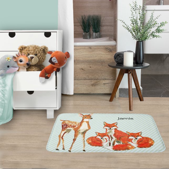 Adventure Personalised Fox Deer Childrens  Bath Mat (Creator Uploaded)