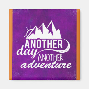Adventure Quote - Mountains on Purple Background Magnet