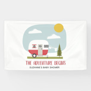 Adventure Red Retro Camper Neutral Baby Shower Banner