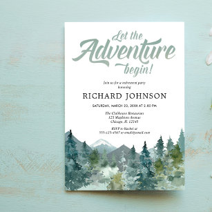 Adventure retirement forest mountains rustic invitation