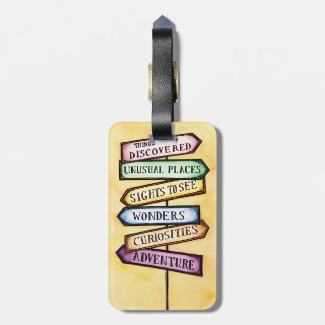 Adventure Road Sign Luggage Tag (Back Vertical)