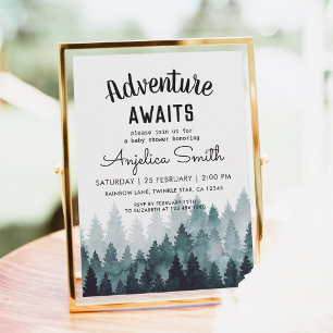 Adventure Rustic Forest Baby Shower Invitation