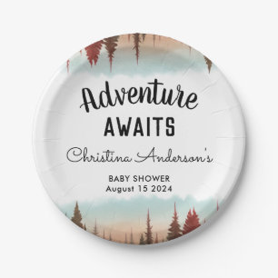Adventure Rustic Forest Baby Shower Paper Plate