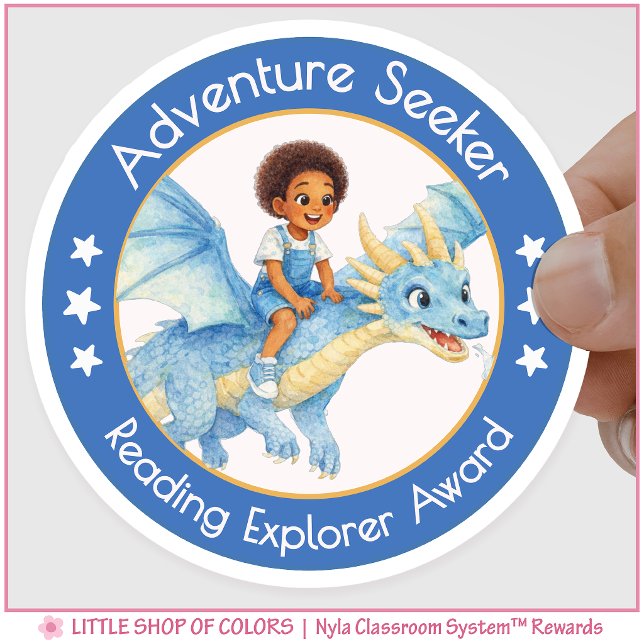 Adventure Seeker Teacher Reading Explorer Award Classic Round Sticker (Creator Uploaded)