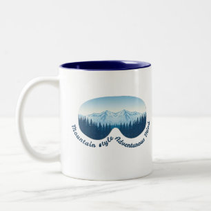 Adventure Ski Goggle Mountain Reflection Two-Tone Coffee Mug