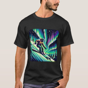 Adventure Skiing Under Northern Lights  T-Shirt