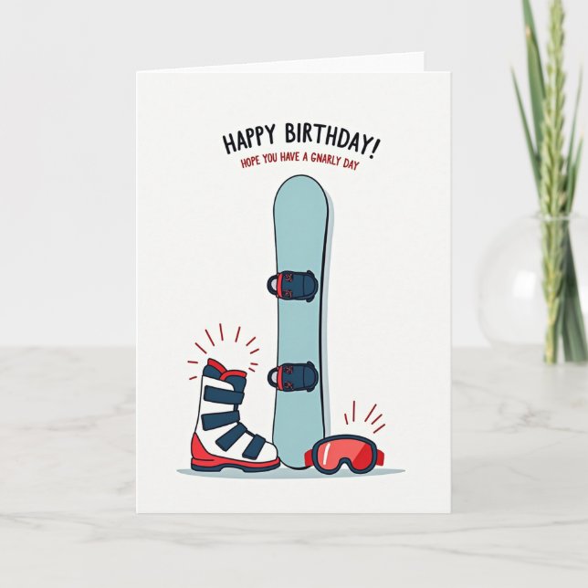 Adventure Snowboard Birthday Card (Front)