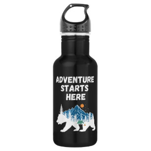 Adventure Starts Here Bear Silhouette Camping 532 Ml Water Bottle