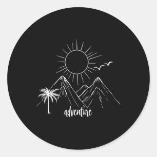 Adventure Sunrise Mountains Hiking Camping Camper  Classic Round Sticker