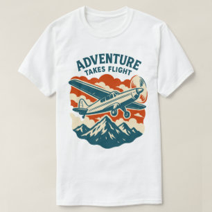 Adventure Takes Flight Retro Air Travel T-Shirt