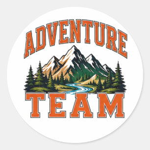 🏔️ Adventure Team Staff Typography 👕 Classic Round Sticker