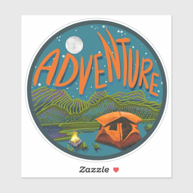Adventure Tent Camping Mountains Vinyl Sticker (Sheet)