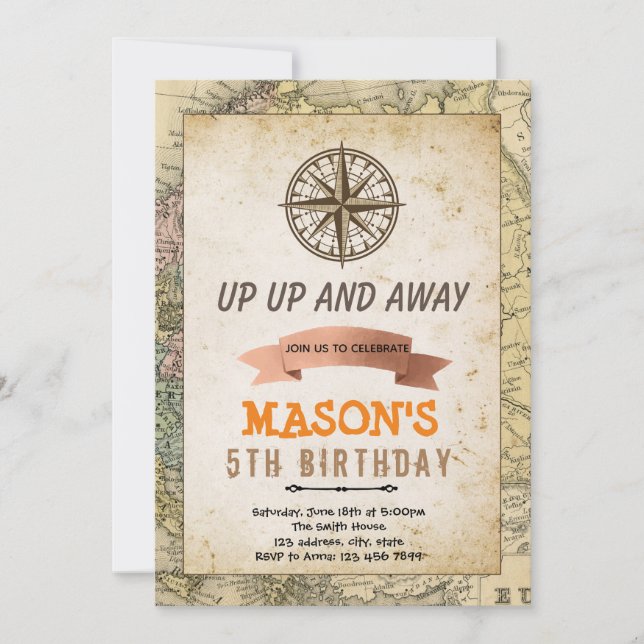 Adventure theme birthday invitation (Front)