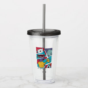 Adventure Time Action Panel Graphic Acrylic Tumbler