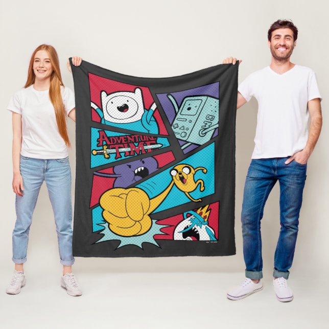 Adventure Time | Action Panel Graphic Fleece Blanket (In Situ)