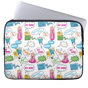 Adventure Time Character Call-Out Pattern Laptop Sleeve
