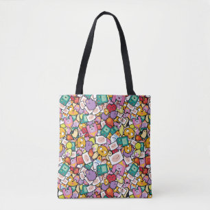 Adventure Time Character Toss Pattern Tote Bag