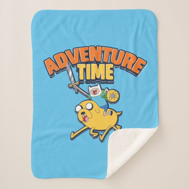 Adventure Time | Finn Riding Jake Sherpa Blanket (Front)