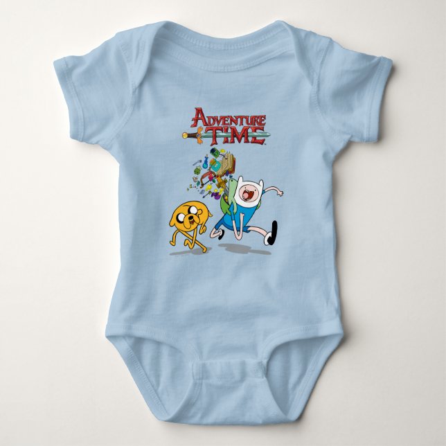 Adventure Time | Finn's Backpack Adventure Gear T- Baby Bodysuit (Front)