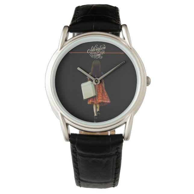 Adventure time - girl with suitcase T-Shirt Charm Watch (Front)