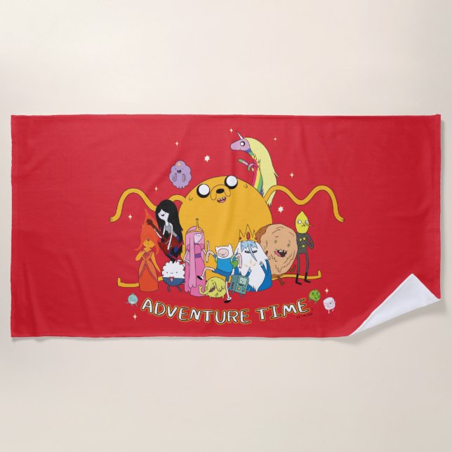 Adventure Time | Large Jake Group Graphic Beach Towel (Front)
