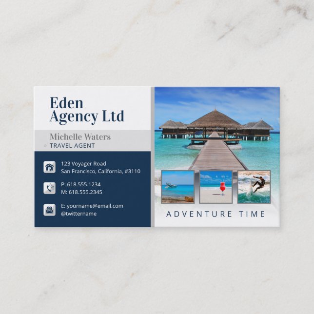 Adventure Time | Tourism | Travel Agent Business Card (Front)