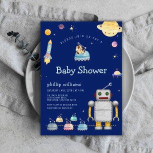 Adventure Toy Robot Boy Outer Space Baby Shower Invitation