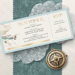 Adventure Travel Boarding Pass Going Away Party Invitation