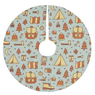 Adventure travel icons, seamless pattern. brushed polyester tree skirt